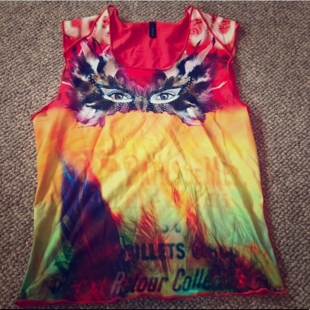 Y2K 90’s Cue brand vintage colorful graphic tank